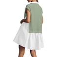 thumbnail image 5 of Summer Short Sleeve Womens Sweatshirt Dresses V Casual Oversized Patchwork Mini Dress, 5 of 6