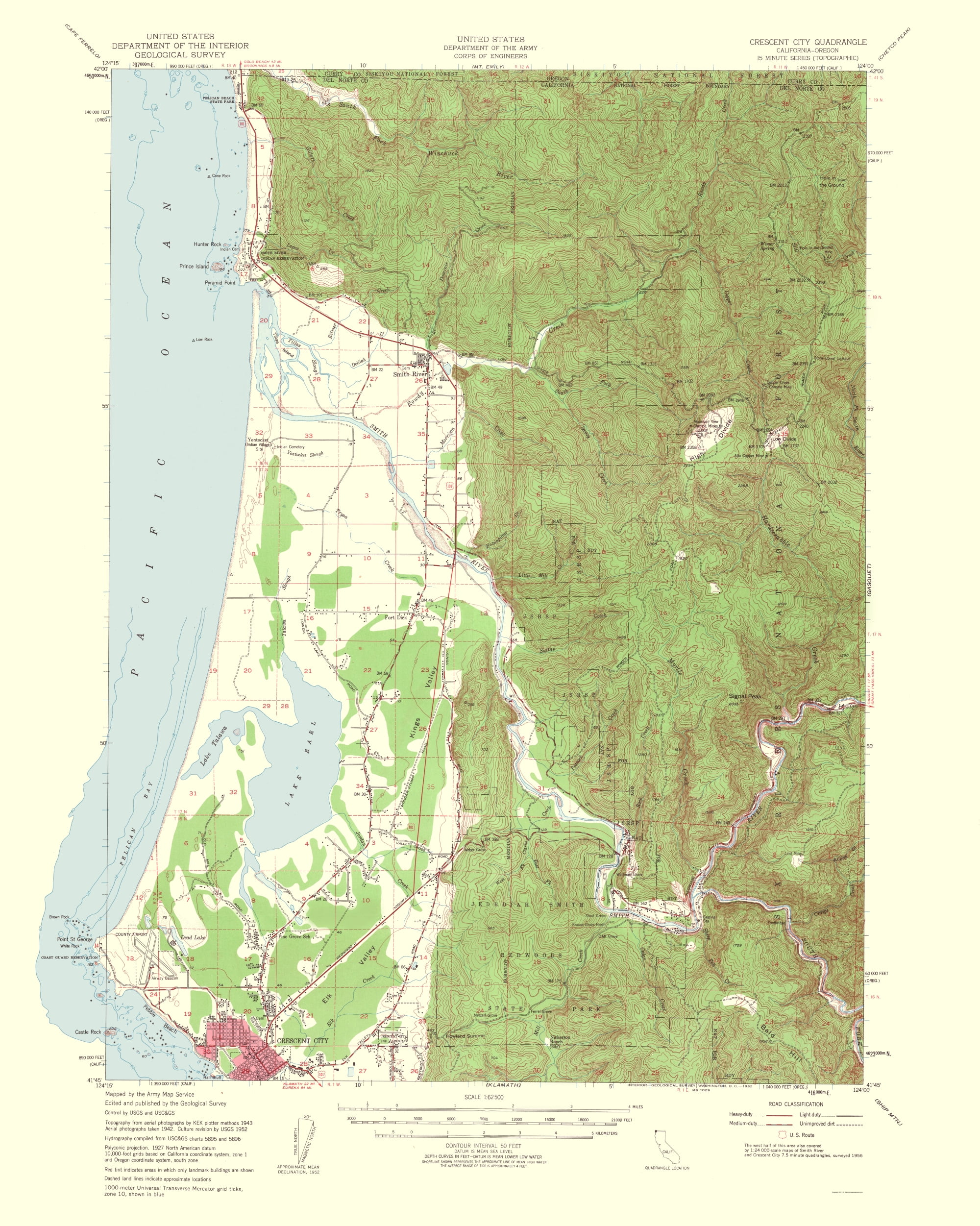 Crescent City Oregon Map Crescent City California Oregon Quad - Usgs 1962 - 23 X 28.78 - Walmart.com