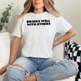 thumbnail image 2 of Drinks Well With Others Funny Quote, White Comfort Colors T-Shirt, Large, 2 of 3