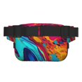 thumbnail image 3 of Kdxio Colorful Abstract Swirls Crossbody Double Layer Waist Bag Belt Bag for Unisex Fanny Pack Fashion Waist Packs for Hiking Running Shopping Traveling, 3 of 9