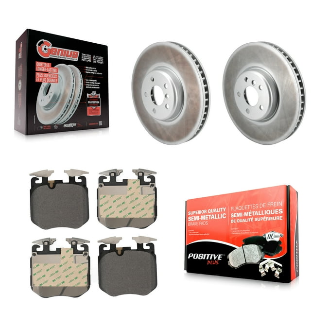 Transit Auto Front Coated Disc Brake Rotors and Semi-Metallic Pads Kit for Car 2019 BMW 540i xDrive with Blue Painted Calipers 348mm Diameter Rotor KGF-103080