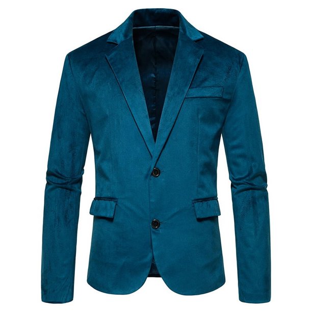 Traje de boda con chaqueta de terciopelo de dos botones y cuello en V de moda para hombre