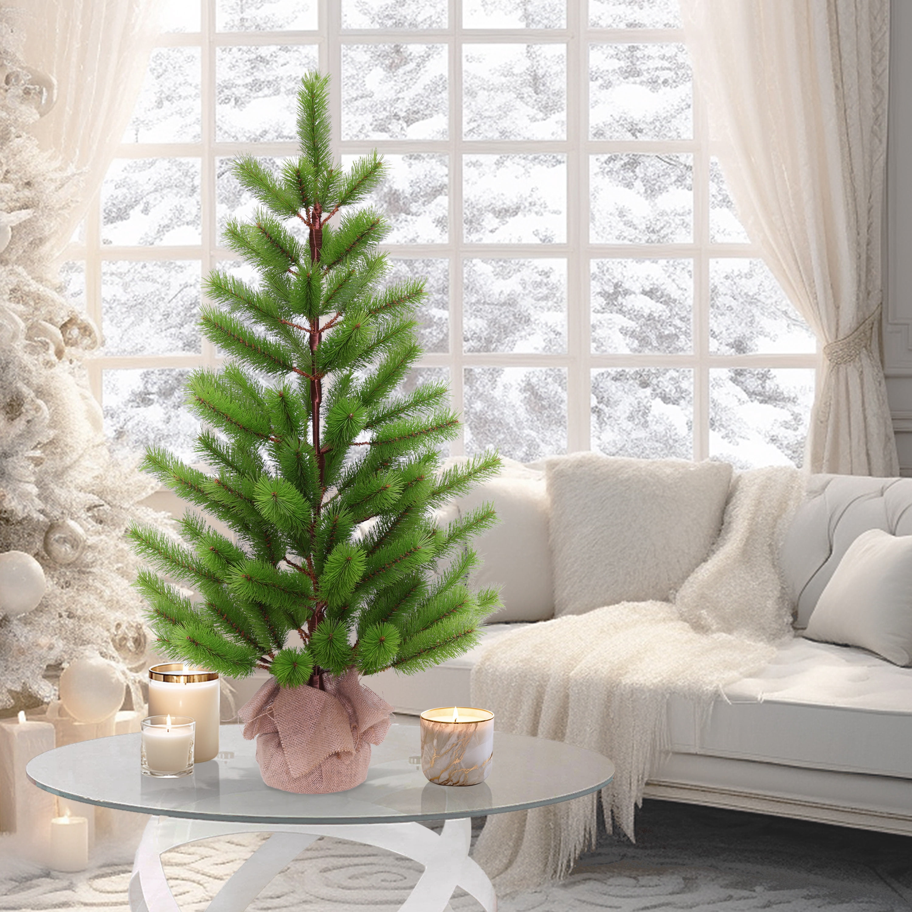 3 ft. Fir Artificial Christmas Tree in Burlap Sac