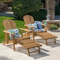 Munoz Reclining Wood Adirondack Chair with Footrest, Set of 2, Natural Stained
