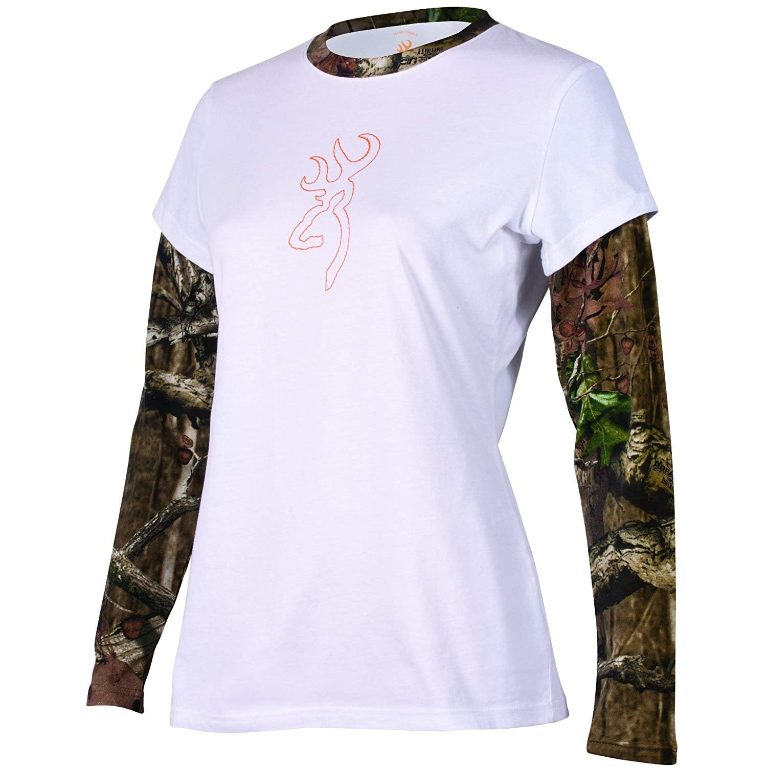 Browning Women's Camo Layered Long Sleeved T-shirt (Medium, White) by Browning