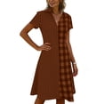 thumbnail image 6 of Horkkom Midi Dresses for Women V Neck Short Sleeve Shirt Dresses Summer Plaid Print Casual Dresses XXL, 6 of 7