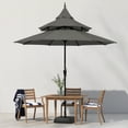 thumbnail image 2 of Abble 9ft Patio Umbrella with Crank 3-Tier Pagoda Outdoor Market Umbrella with 8 Ribs for Garden Deck Backyard Pool, Dark Grey, 2 of 6
