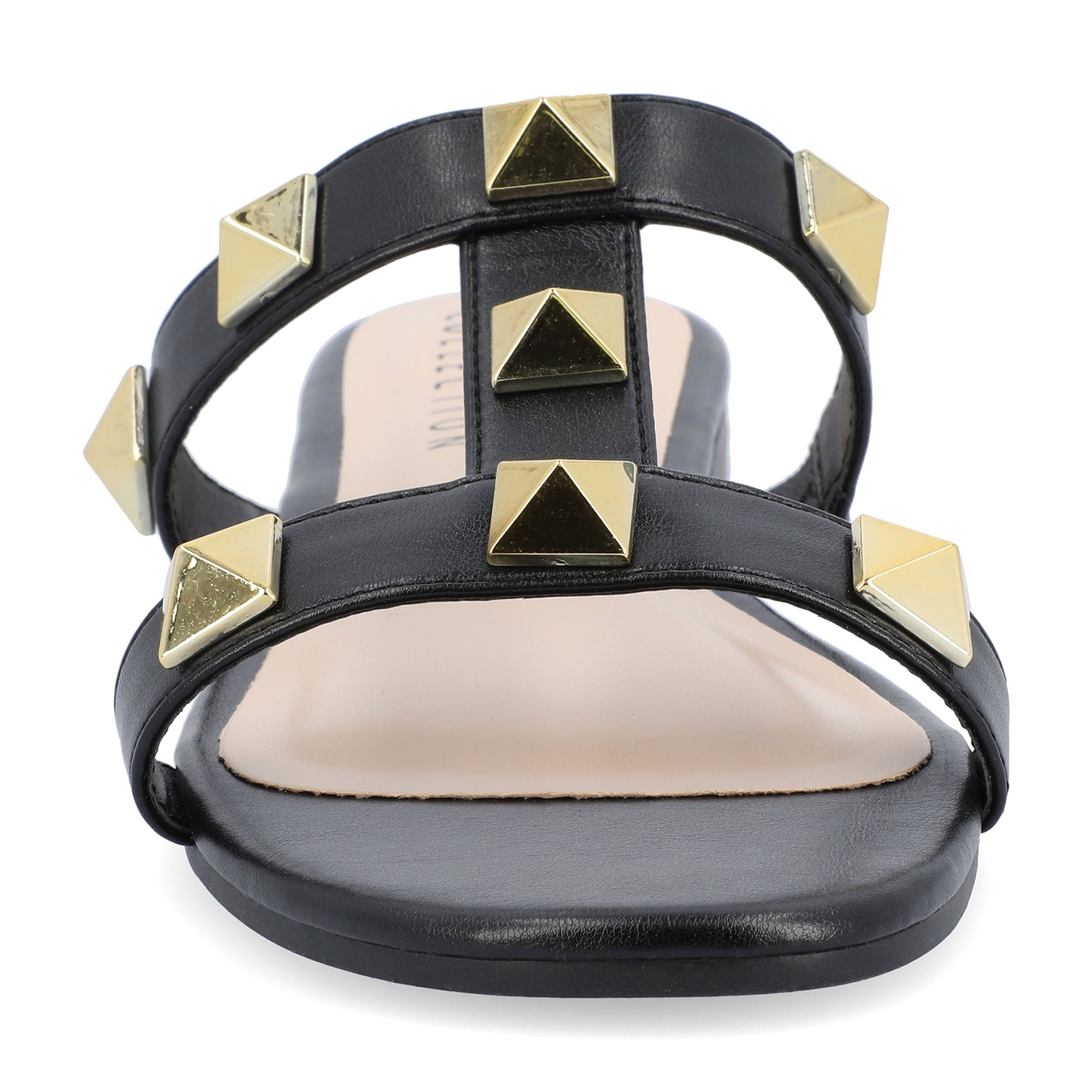 Journee Womens Kendall Studded Slide Flat Sandals