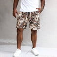 thumbnail image 4 of Men's Floral Print Drawstring Waist Shorts Summer Vacation Shorts with Pockets Brown S, 4 of 8
