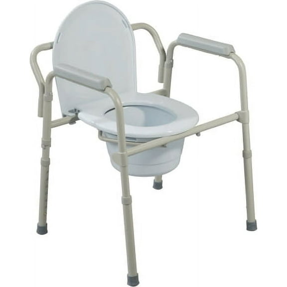 Commode Chair Steel Frame Seat Lid Back 16.5 to 22.5 Inch, Case of 4