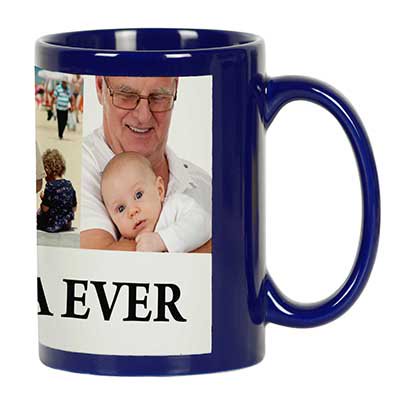 Printtoo PersonalizedPhotoCollage CoffeeMugBest Grandpa Ever Custom Picture Ceramic CupDishwasher & Microwave Safe- 11 Oz -Blue
