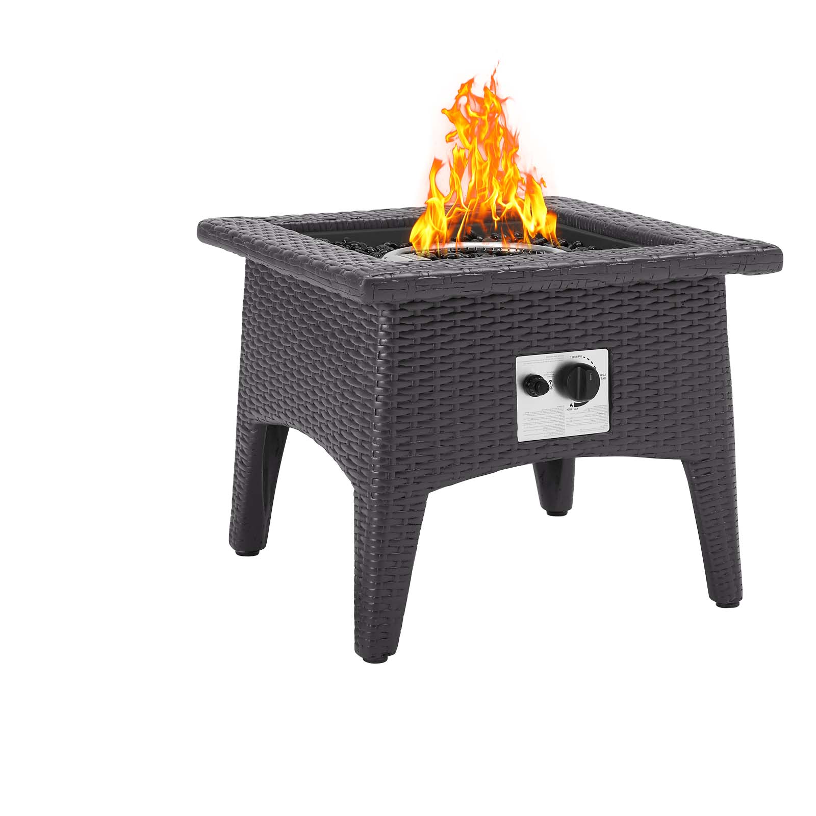 Contemporary Modern Urban Designer Outdoor Patio Balcony Garden Furniture Lounge Chair and Table Fire Pit Set, Fabric Rattan Wicker, Blue - image 3 of 8