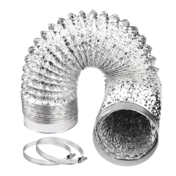 Dryer Vent Hose-4 inch Ducting Vent Hose Flexible Aluminum Foil Non-Insulated (4 inch 10 feet) with 2 Clamps