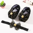 thumbnail image 2 of Baby Girls Bowknot Princess Shoes Headband Set Newborn Net Yarn Slip-On Crib Shoes, 2 of 6