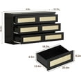 thumbnail image 3 of Commode en Rotin pour Chambre avec 6 Tiroirs, Commode Grand de Style Ferme Moderne de 47 Pouces, Armoire de Rangement en Bois pour Garde-Robe, Salon, Couloir, 3 of 6