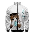 thumbnail image 5 of Nueva chaqueta con estampado de gato 3D para hombre y mujer, estilo Harajuku, hip hop, nueva sudadera blanca con capucha, sudadera informal con cuello alto y cremallera, abrigo, ropa, 5 of 5