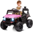 thumbnail image 7 of Electric Vehicle, 12V Unisex Kids Ride on Car with Parent Remote Control, LED Lights AUX Port Music USB(Pink), 7 of 7