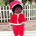 thumbnail image 2 of Muñeca de bebé affricano de 20 pulgadas, muñeca recién nacida de vinilo suave con disfraz de Navidad, regalos de cumpleaños de Navidad Hugo Muñeca afroamericana, 2 of 7