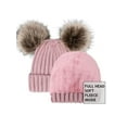 thumbnail image 2 of Kids Pom Pom Hat Fleece Girls Winter Beanie Hat Kids Beanie Hat, Pink, 2 of 4