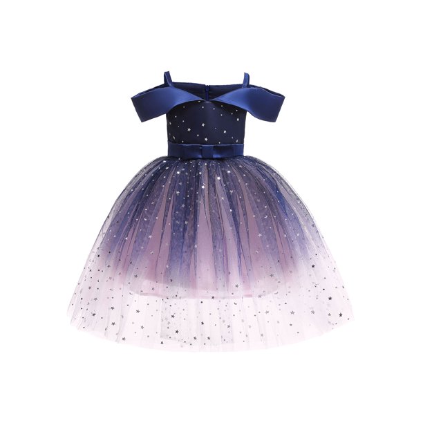 Inevnen Flower Girl Wedding Dress Starry Sky Gradient Tutu Princess ...