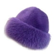 thumbnail image 2 of Sombrero de piel sintética de invierno, sombrero cosaco ruso para ciclismo al aire libre y motocicleta. Púrpura, 2 of 9