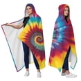 thumbnail image 2 of Wearable Blanket,Colorful Rainbow Tie Dye Spiral Pattern Hooded Wearable Flannel Blanket for Adults & Teens,Winter Poncho Shawl Wrap Cape Cozy Anti-Pill,50"x60", 2 of 5