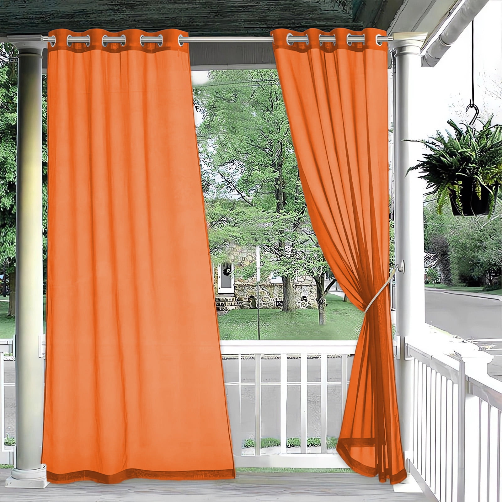 Xhegex Waterproof Outdoor Curtains for Patio, Light Filtering Privacy Weatherproof Grommet Outside Curtains for Porch, Pergola, Cabana, 2 Panels, 52W x 84L inch, Orange