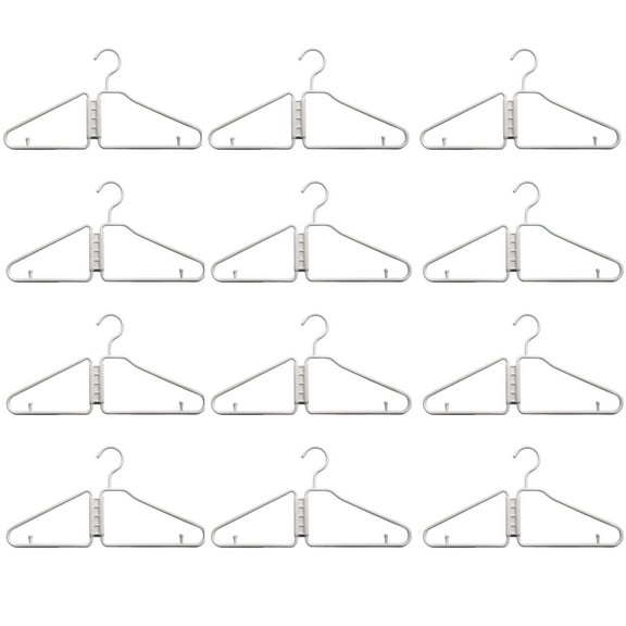 Foldable Coat Hanger, 12 Pack - Portable Travel Hangers, Space Saving Fold in Half Design, Lightweight Plastic Hangers for Coat & Clothing (White)