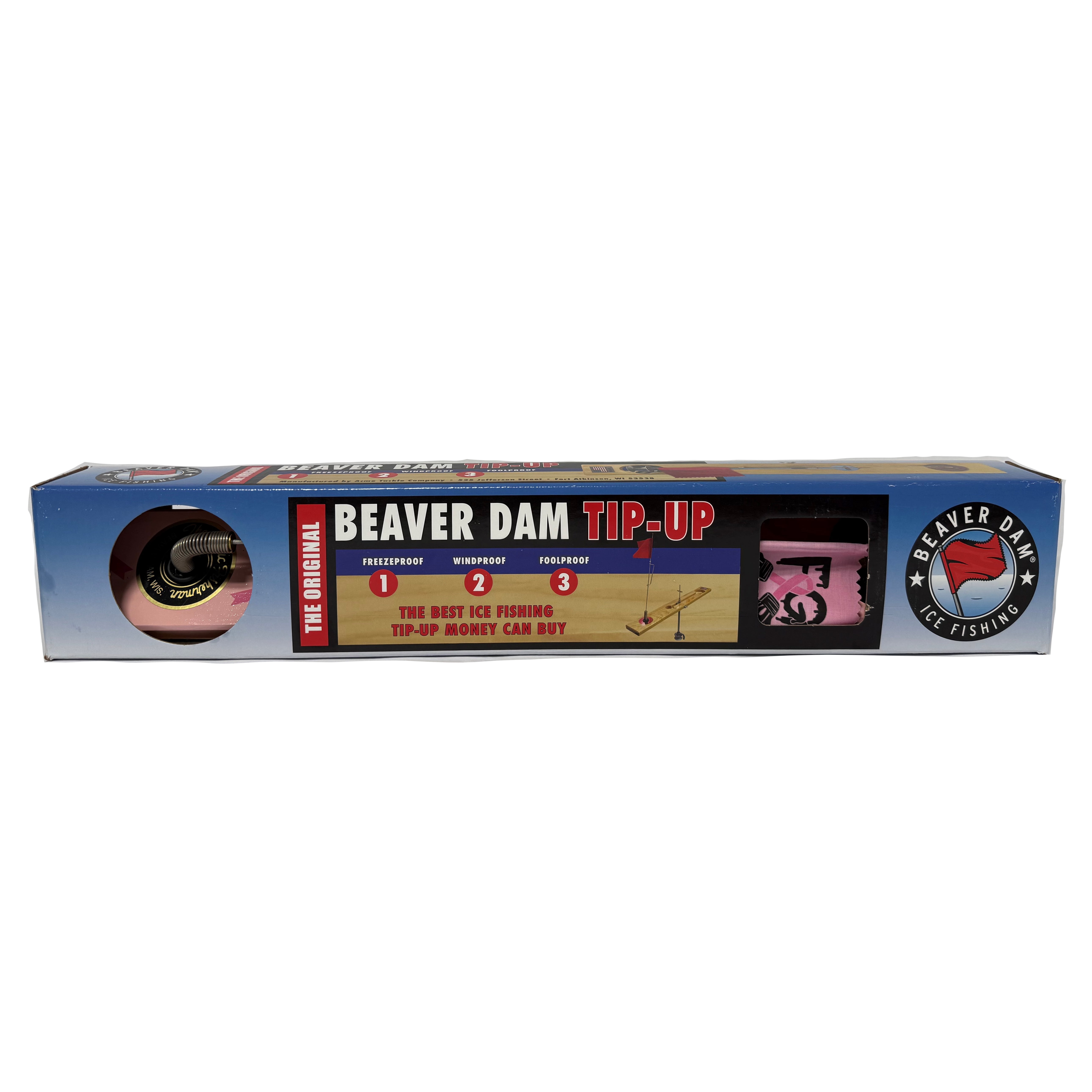 Beaver Dam Ice Fishing, 22" Breast Cancer Tip Up for Trout, Perch, Pike & Walleye