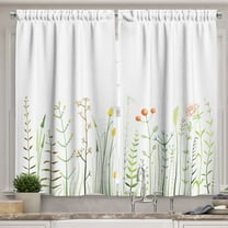 Ambesonne Green Flower Kitchen Curtains, Wildlife Rustic, 55"x39", Multicolor