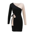 thumbnail image 5 of Blczomt Plain Womens Y2K Dress Long Sleeve Mini Party Black Bodycon V Neck Dressy Dresses, 5 of 8