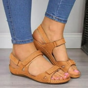 AIDM Platform wedge heel women's shoes Velcro buckle strap sandals women