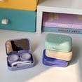 thumbnail image 3 of Vogacara Caja de lentes de contacto portátil con estuche de lentes de contacto de espejo, gafas de belleza de plástico, regalos, contenedor, accesorios Maquillaje Facial Verde Vogacara CE011444-04, 3 of 6