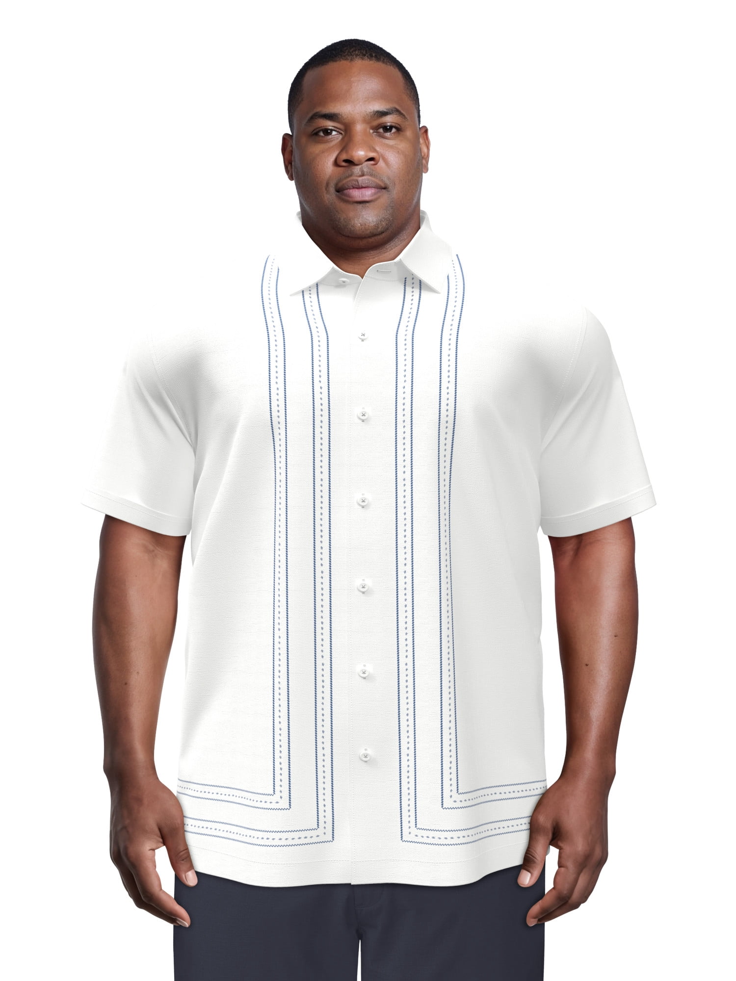Cafe Luna Men's and Big Men's Printed L-Shape Short Sleeve Woven Shirt, Size S-4XL