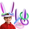 2 Pack Easter Inflatable Bunny Rabbit Ears Ring Toss Party Games (2 Set & 8 Rings) Indoor Outdoor Rabbit Ears Ring Toss Toys Gift Party Favors for Kids Family Easter Party Supplies Carnival