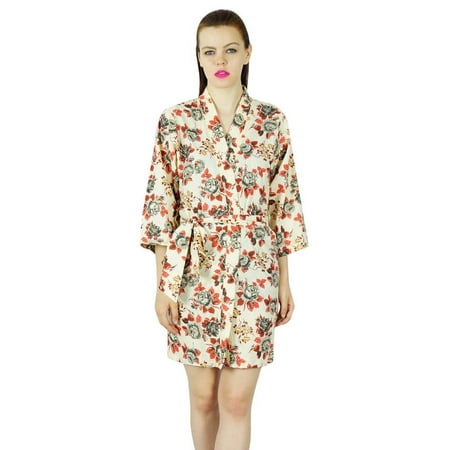 

Bimba Women Floral Cotton Custom Short Robe Getting Ready Bridesmaid Robe CoveUp