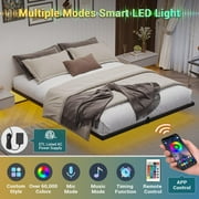 Metal Floating Bed Frame Full Size, Modern Platform Bed Frame with LED Lights,No Box Spring Needed
