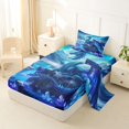 thumbnail image 2 of Metsweet Magical Dragon Twin Sheets 3pcs, Crystal Mountain Lake Bedding, Blue Purple Teal,1 Fitted Sheet, 1 Flat Sheet and 1 Pillowcase, 2 of 5
