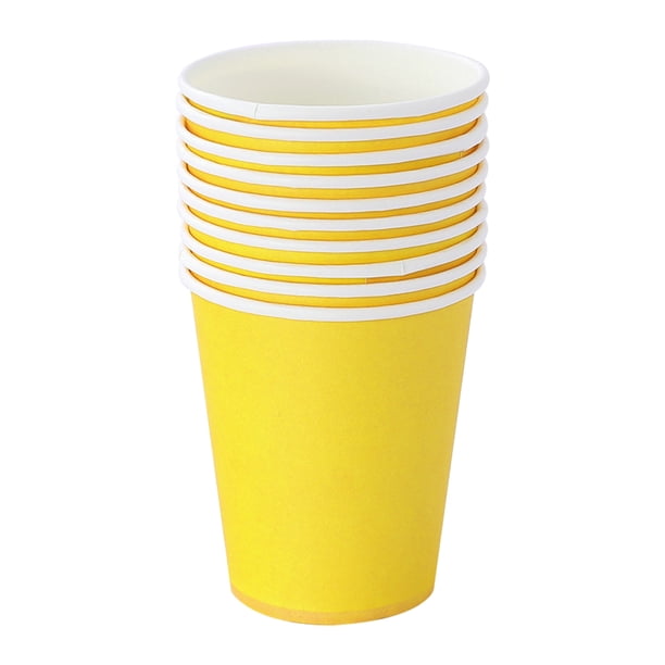Moyic 50 unids/set exquisitos vasos de papel artesanales ingredientes seguros durabilidad estimulación Color vasos de papel para fiestas Mostrada amarillo