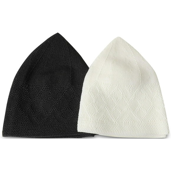 shiyou-Set of 2 Knit Under Helmet,Beanie Skull Cap Takke,Unisex İndoor Sleep Cap for Hairloss,Hair Cap Peci Tukısh Kufi Hat,White and Black Men Women Beanie Chemo
