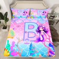 thumbnail image 2 of jejeloiu Initial Letter B Full Size Sheets,Watercolor Sealife Shell Bed Sheets For Mermaid Lover 4pcs, 2 of 7