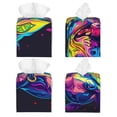thumbnail image 2 of Balery Neon Pop Art Pitbull Porta Pañuelos de Cuero con Estampado – Funda Moderna Cuadrada para Caja de Pañuelos, Dispensador 5x5x5'', 2 of 7