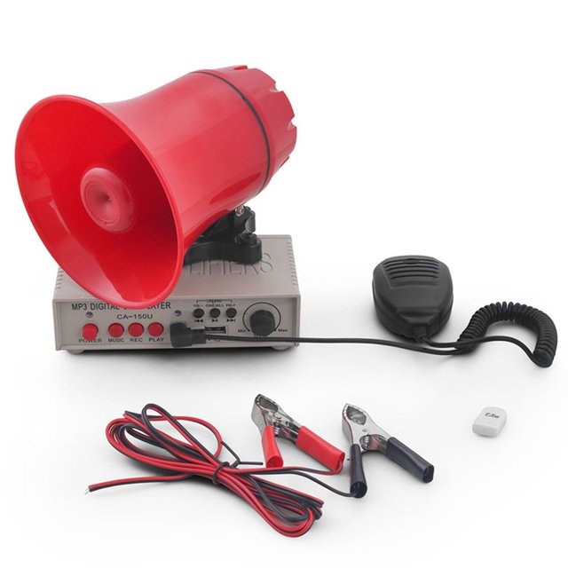 Car Warning Alarm Police Siren Horn Speaker with Amplifiers,MIC System and Card Reader MP3 Player