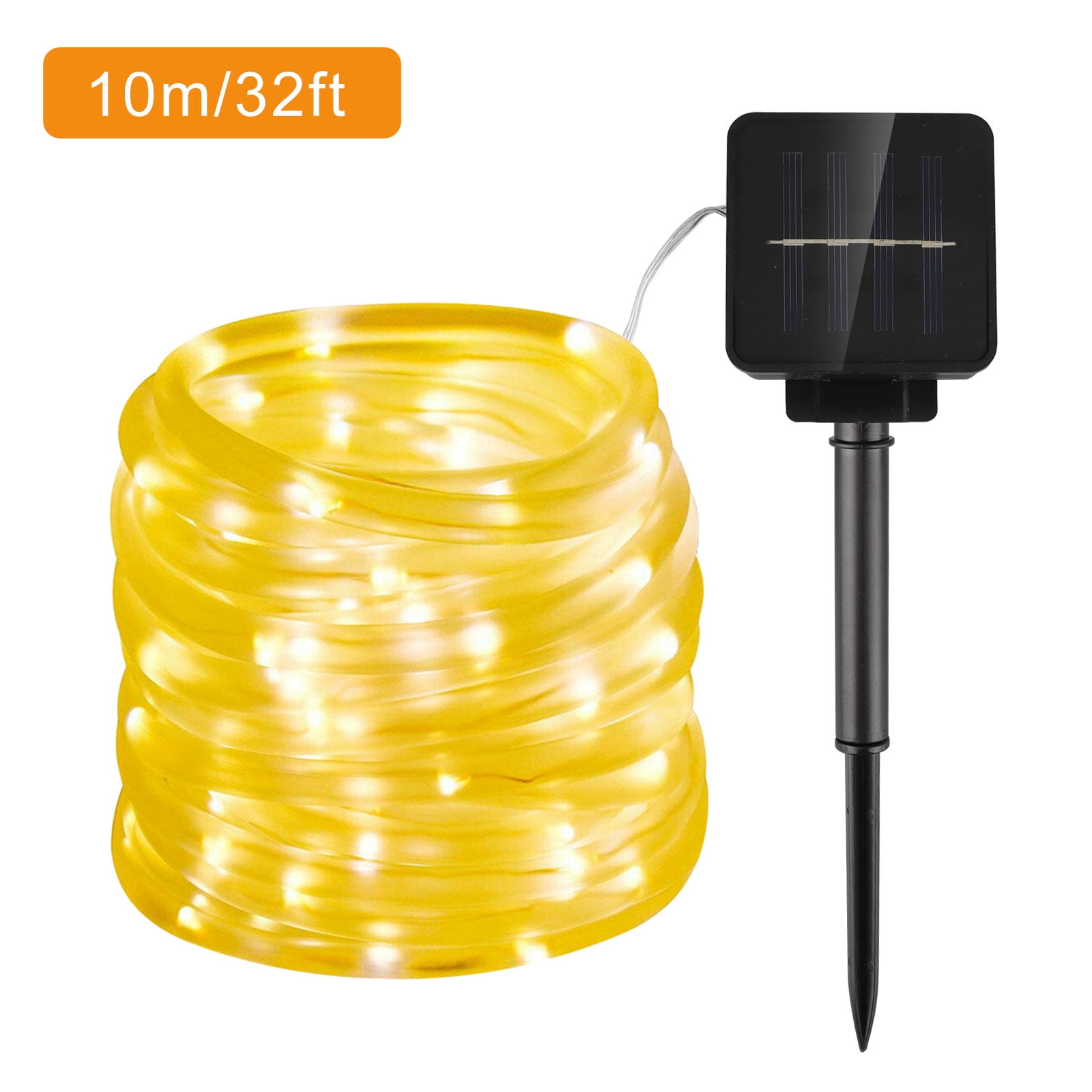 33ft Outdoor Solar Rope Lights, Solar Powered Outdoor Waterproof