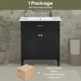thumbnail image 5 of Huisuilinss 30 Inch Bathroom Vanity with Ceramic Sink, Bathroom Vanity Cabinet with 2 Doors and Drawers, Wooden Bathroom Sink Cabinet,Adjustable Shelves, Bathroom Vanities For Apartment, Dormitory, 5 of 8