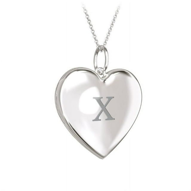 Initial Heart Locket Necklace in 10K White Gold