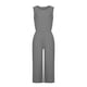 thumbnail image 5 of ICHUANYI Clearance Jumpsuits For Women Sleeveless Pocket Solid Color Loose Straight Pants Fashion Romper Pants(Gray, M) ICHUANYI WER2023080806058, 5 of 6