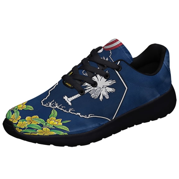South Carolina Yellow Jessamine Flower Shoes Sneakers Black Size 3.5