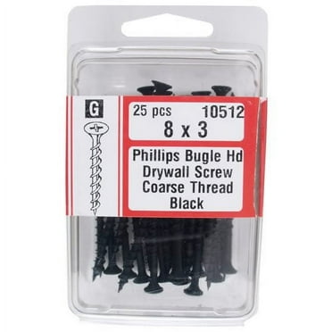 #8 x 3" Black Phosphate Steel Coarse Thread Phillips Bugle Head Drywall Screws