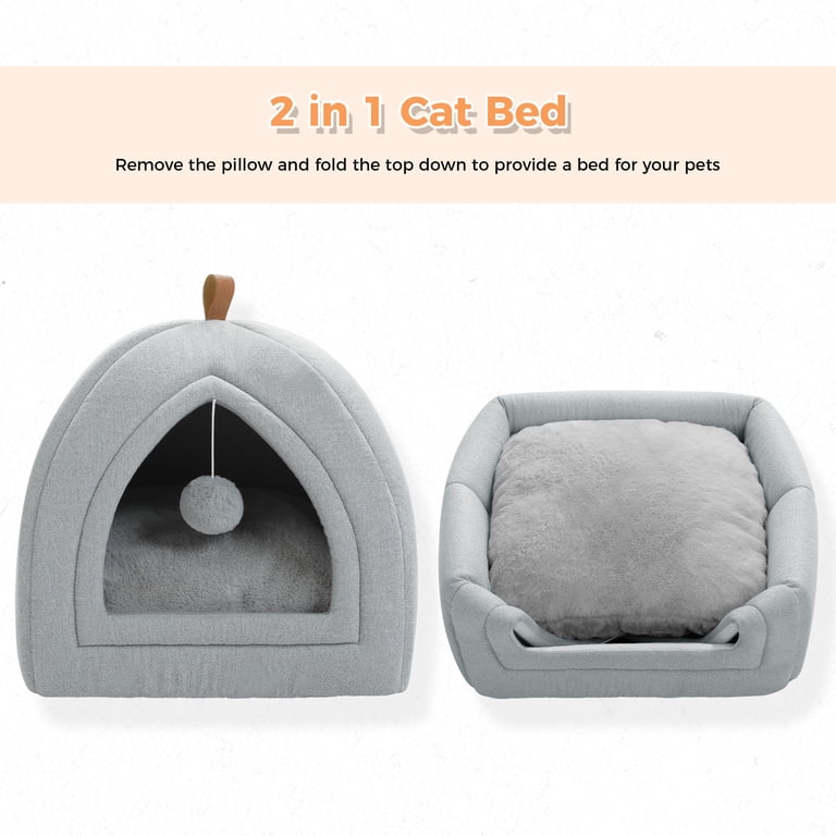 Pawz Road 2-in-1 Foldable Cat Cave Bed, Gray photo 3